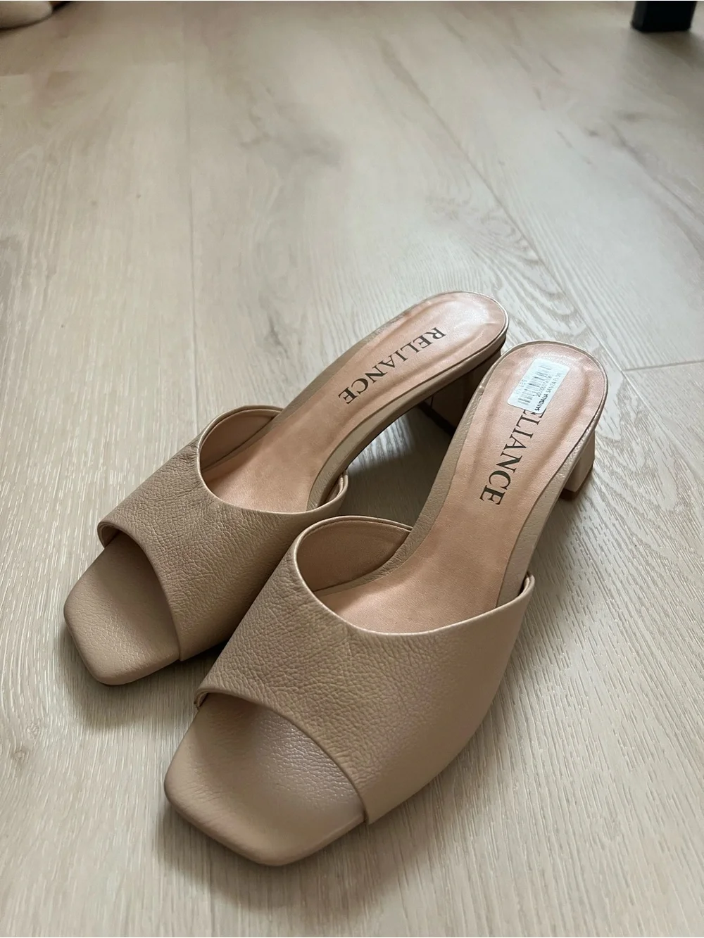 Leather Beige Block Heel Sandals NWT